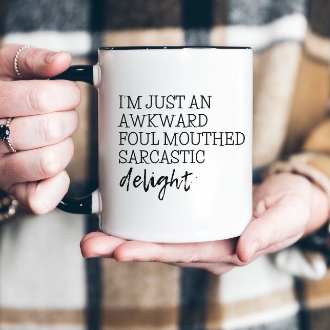 Sarcastic Funny Handwritten Bold Typography Two-Tone Coffee Mug (Creator Uploaded)