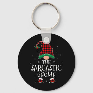 Sarcastic Gnome Xmas Family Matching Plaid Christm Keychain