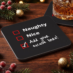 Sarcastic Holiday Humour - Custom Naughty List Jok Coaster