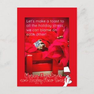 Sarcastic Holiday stress and WINE Christmas quote Postcard