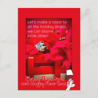 Sarcastic Holiday stress and WINE Christmas quote Postcard