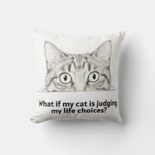 Sarcastic Judging Cat Tee Gift for Cat Moms Throw Pillow