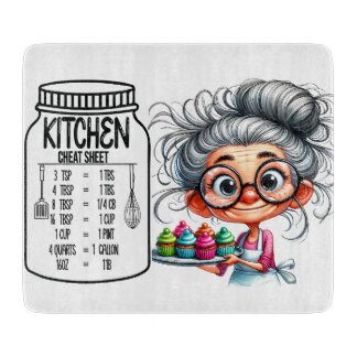 Sarcastic Kitchen Cheat Sheet Chart Cutting Board