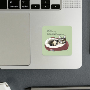 Sarcastic Lazy Tabby Cat Humour Sage Green Square Sticker