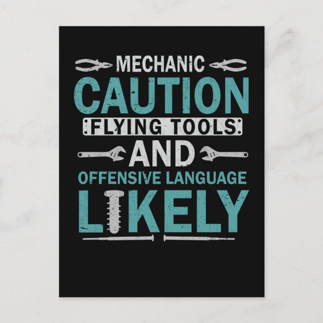 Sarcastic Mechanic Funny Garage Workshop Husband Postcard (Front)