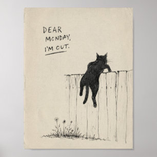 sarcastic monday cat poster