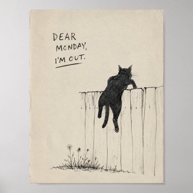 sarcastic monday cat poster (Front)