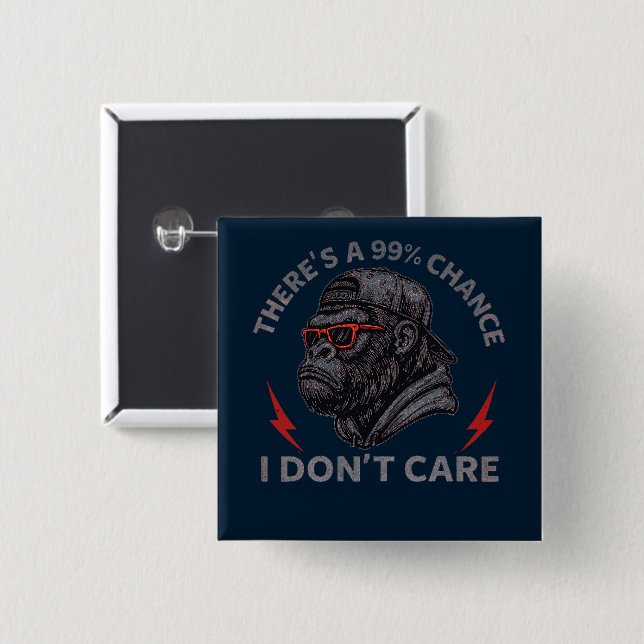 Sarcastic Monkey Graphic In Backward Hat & Shades 2 Inch Square Button (Front & Back)