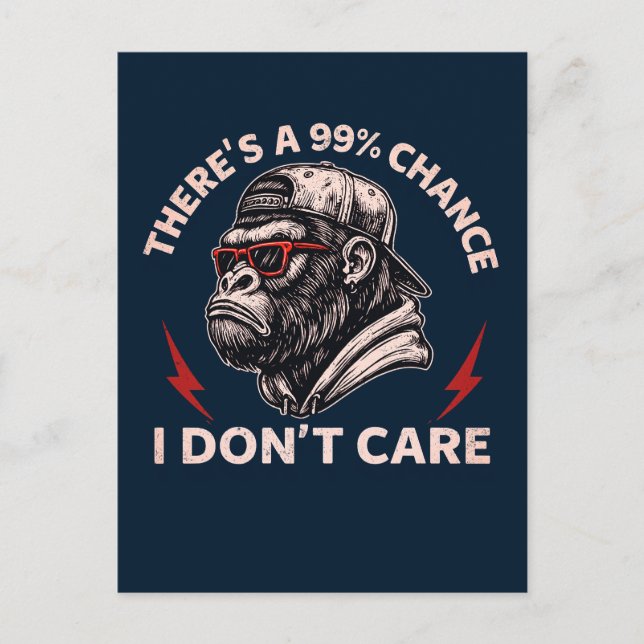 Sarcastic Monkey Graphic In Backward Hat & Shades Postcard (Front)