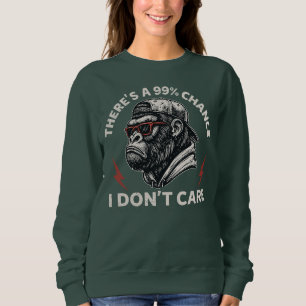 Sarcastic Monkey Graphic In Backward Hat & Shades Sweatshirt