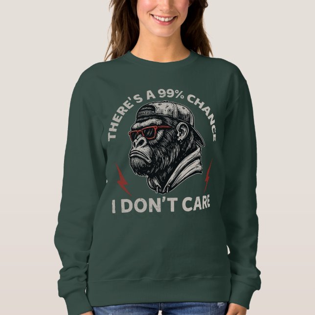 Sarcastic Monkey Graphic In Backward Hat & Shades Sweatshirt (Front)