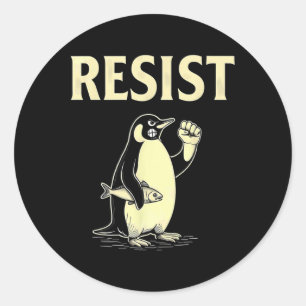Sarcastic Penguins Resist Tariffs Classic Round Sticker