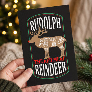 Sarcastic Red Meat Reindeer Funny Holiday Gag Postcard
