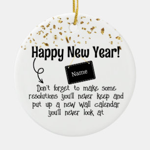 Sarcastic Resolution Funny Happy New year Confetti Ceramic Ornament