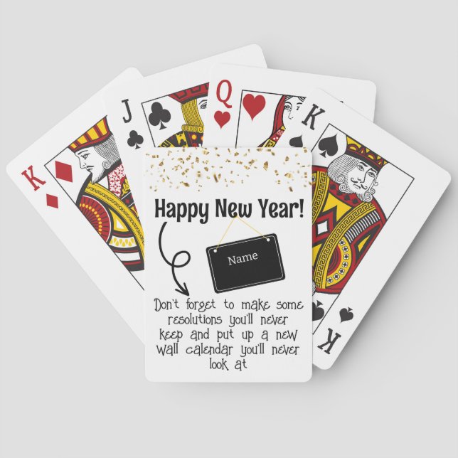 Sarcastic Resolution Funny Happy New year Confetti Playing Cards (Back)