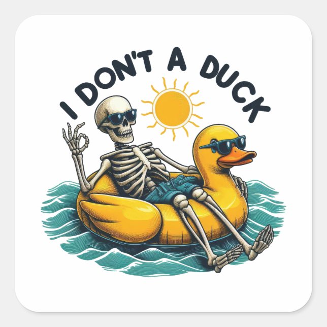 Sarcastic Skeleton on Duck Square Sticker (Front)