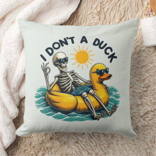 Sarcastic Skeleton on Duck Throw Pillow