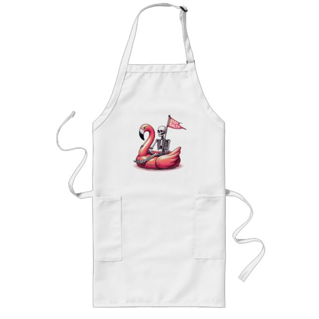 Sarcastic Skeleton on Flamingo - Stay Salty Long Apron (Front)