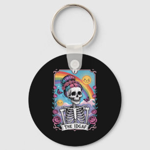 Sarcastic Skeleton The Idgaf Funny Tarot Card Goth Keychain