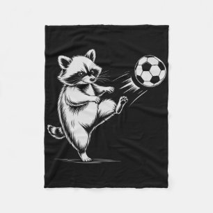 Sarcastic Soccer Raccoon Kicking Ll Coach Dad Kids Fleece Blanket