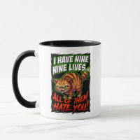 Sarcastic Tabby Cat Nine Lives Hate You Funny