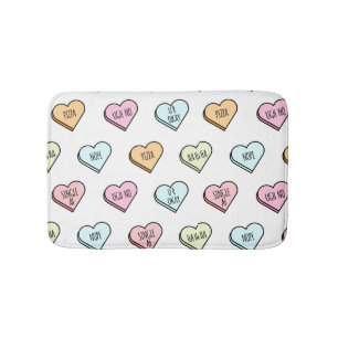 Sarcastic Valentine’s Candy Heart Pattern Bath Mat