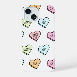 Sarcastic Valentine’s Candy Heart Pattern iPhone 15 Case