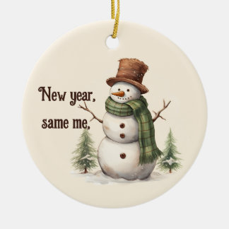 Sarcastic Vintage Snowman Christmas tree Ceramic Ornament