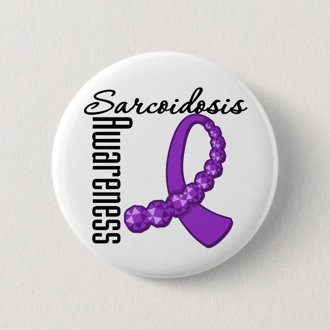 Sarcoidosis Awareness Gemstone Ribbon 2 Inch Round Button (Front)
