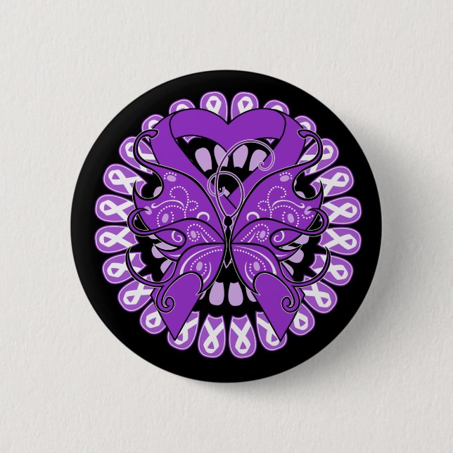 Sarcoidosis Butterfly Circle of Ribbons 2 Inch Round Button (Front)