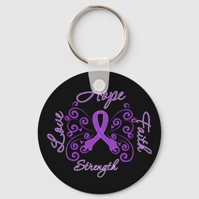 Sarcoidosis Hope Motto Butterfly Keychain (Front)