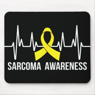 Sarcoma Awareness - Yellow Ribbon Heartbeat Mouse Pad