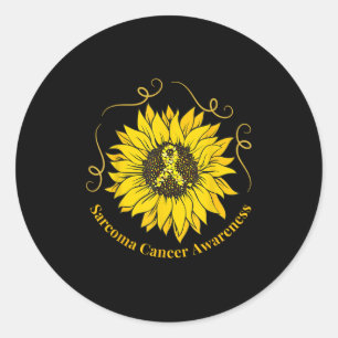 Sarcoma Cancer Awareness Sunflower Yellow Ribbon S Classic Round Sticker