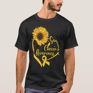 Sarcoma Cancer Awareness Wear Yellow Ribbon Sunflo T-Shirt