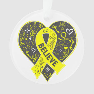 Sarcoma Cancer Believe Ribbon Heart Ornament