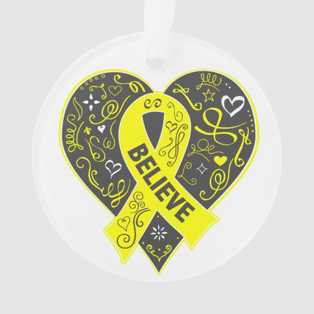 Sarcoma Cancer Believe Ribbon Heart Ornament (Front)