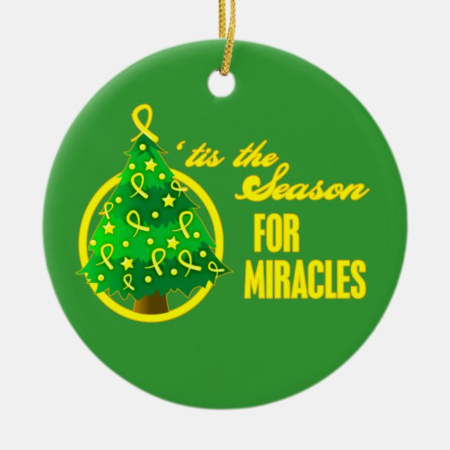 Sarcoma Cancer Christmas Miracles Ceramic Ornament (Front)