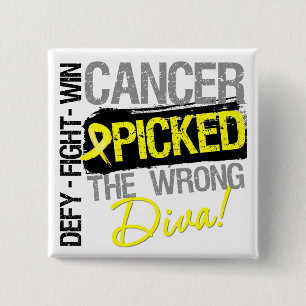 Sarcoma Cancer Picked The Wrong Diva 2 Inch Square Button