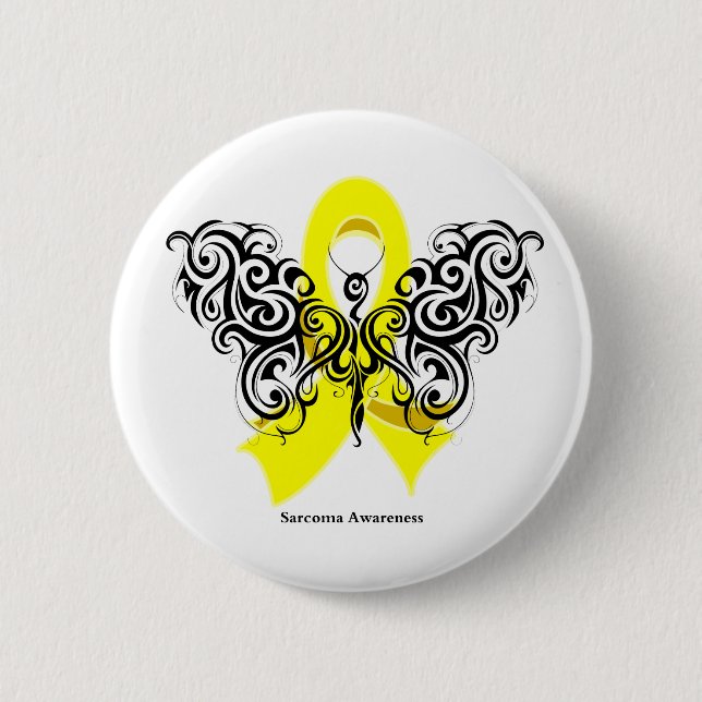 Sarcoma Cancer Tribal Butterfly 2 Inch Round Button (Front)