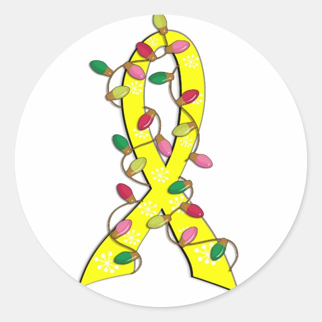 Sarcoma Christmas Lights Ribbon Classic Round Sticker (Front)