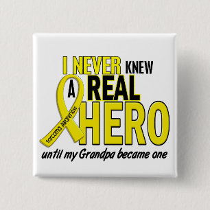 Sarcoma NEVER KNEW A HERO 2 Grandpa Inch Square Button