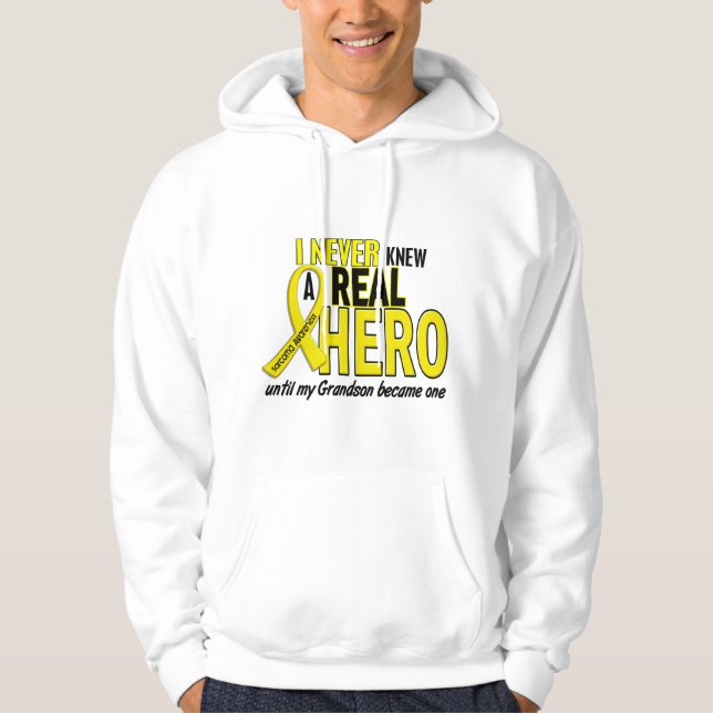 Sarcoma NEVER KNEW A HERO 2 Grandson Hoodie (Front)