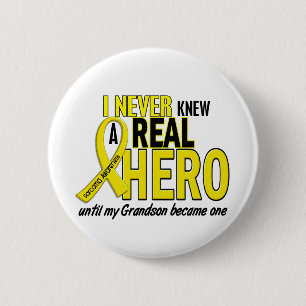 Sarcoma NEVER KNEW A HERO 2 Grandson Inch Round Button
