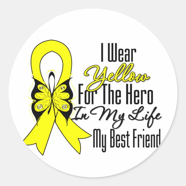 Sarcoma Ribbon My Hero My Best Friend Classic Round Sticker (Front)