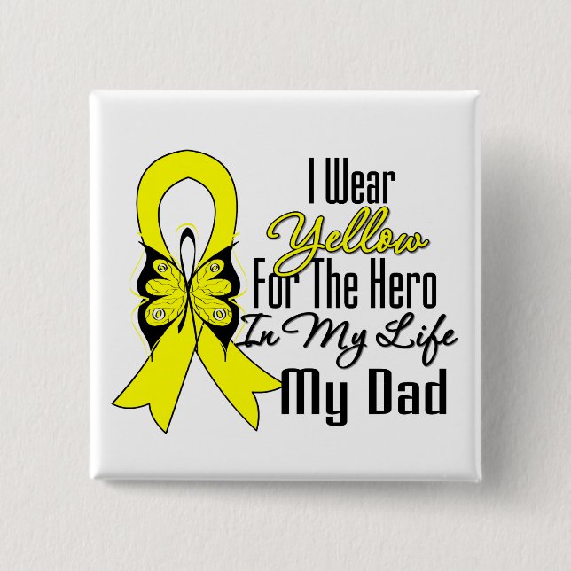 Sarcoma Ribbon My Hero My Dad 2 Inch Square Button (Front)