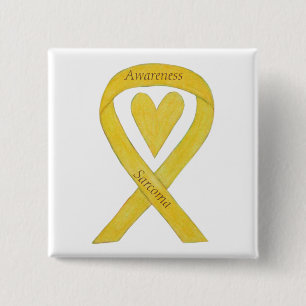 Sarcoma Yellow Heart Awareness Ribbon Custom Pin