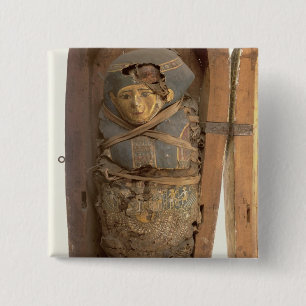 Sarcophagus and mummified body of Psametik I (664- 2 Inch Square Button