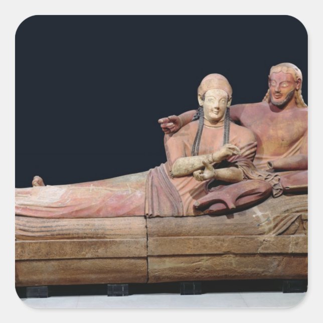 Sarcophagus of a married couple, 525-500 BC Square Sticker (Front)