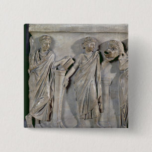 Sarcophagus of the Muses, detail of Clio & 2 Inch Square Button