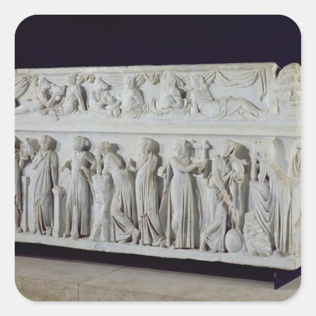 Sarcophagus with frieze of the Nine Muses Square Sticker (Front)